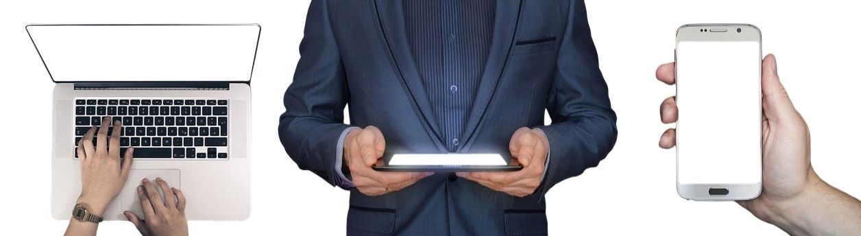 Laptop, tablet and smartphone used by the Actionsbridge team